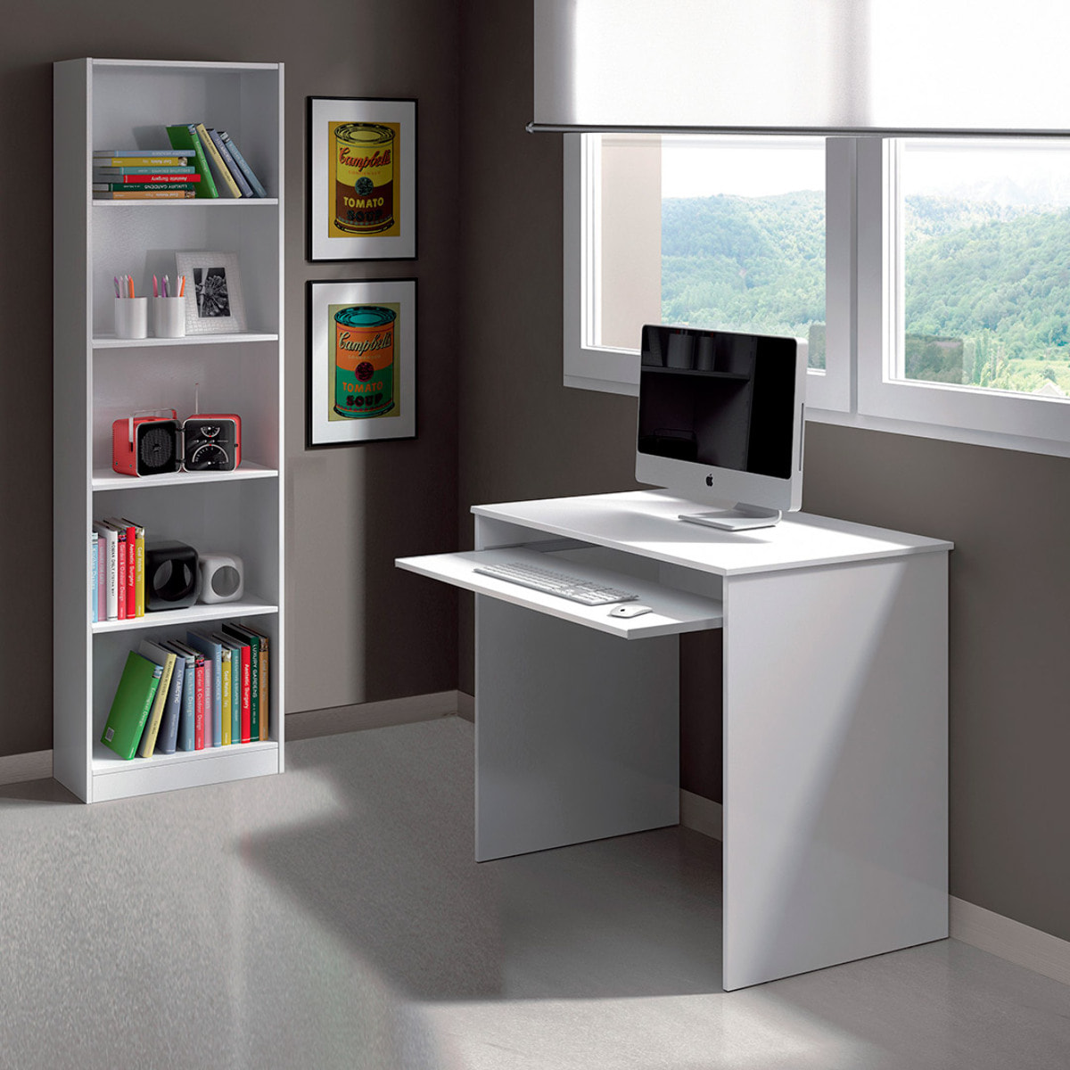 Mesa Escritorio Con Bandeja 79x90x54 Cm Blanco Artik