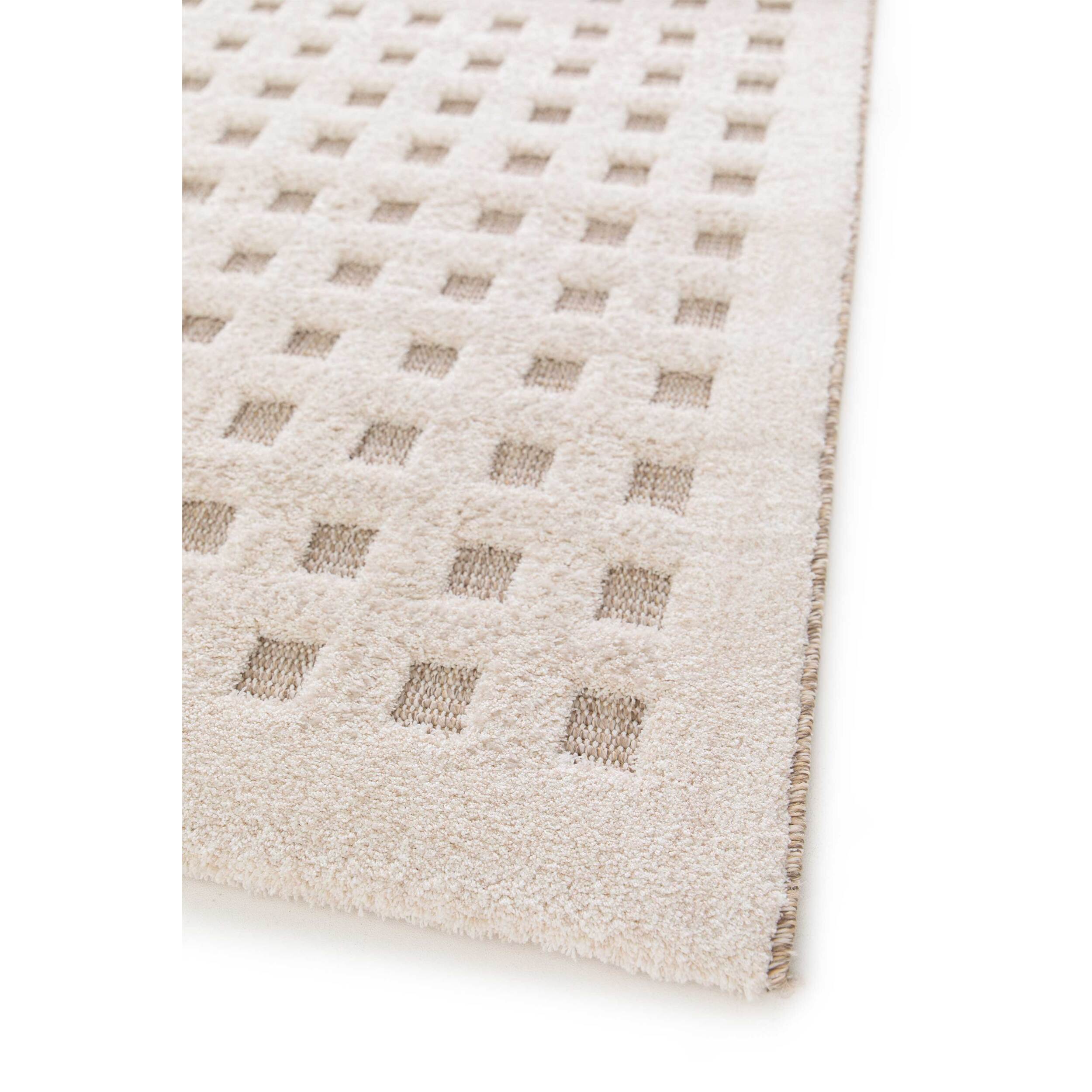 DIENA Alfombra con efecto damero y relieve en color blanco, varias medidas disponibles.