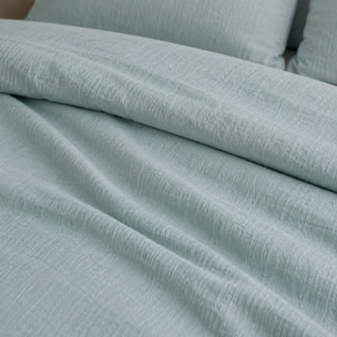 Housse de couette 100% gaze de coton lavé bleu givrée