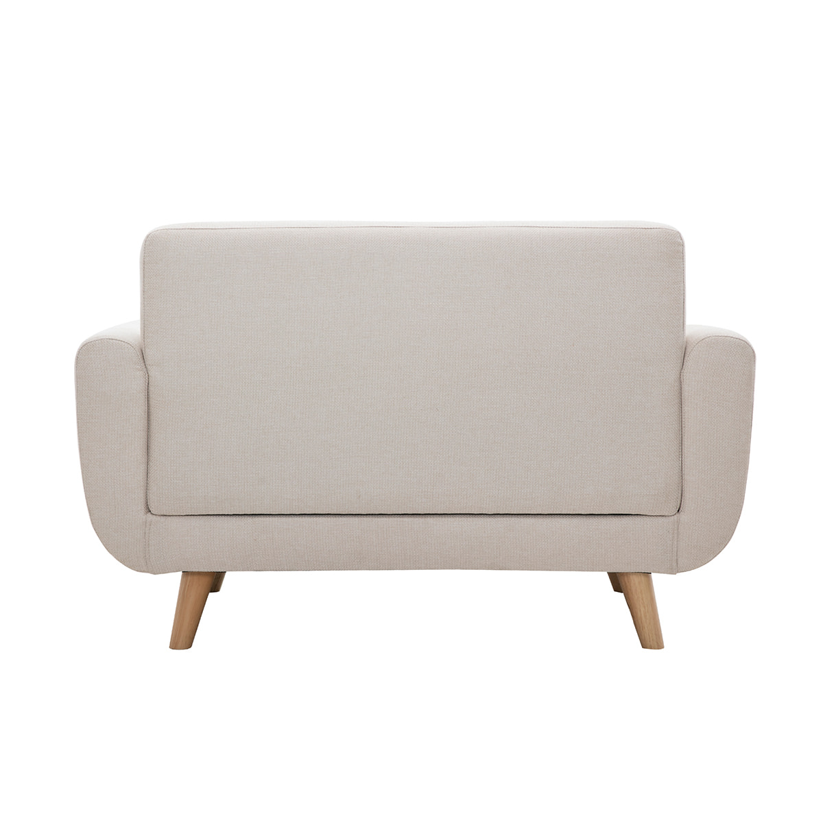 Canapé scandinave 2 places en tissu beige et bois clair PURE