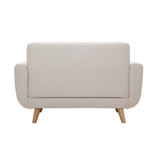 Canapé scandinave 2 places en tissu beige et bois clair PURE