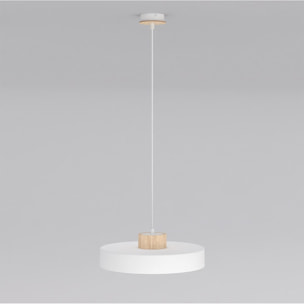 Lampada a sospensione KIVI in acciaio bianco e legno naturale