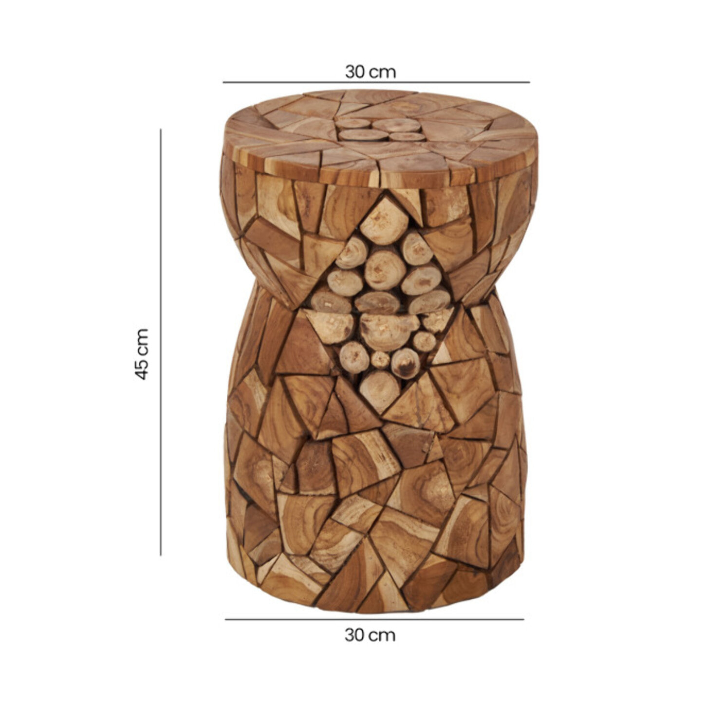 Table d’appoint / Tabouret rond 30 x 45 cm en bois de teck - DINGO