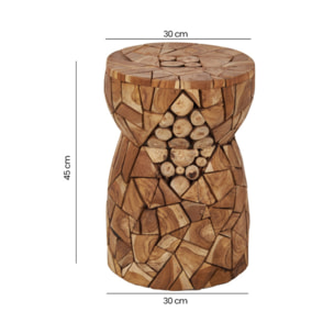 Table d’appoint / Tabouret rond 30 x 45 cm en bois de teck - DINGO