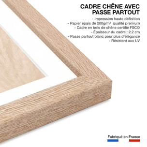 Affiche  scandi  de roseaux Affiche + cadre en bois - Chêne