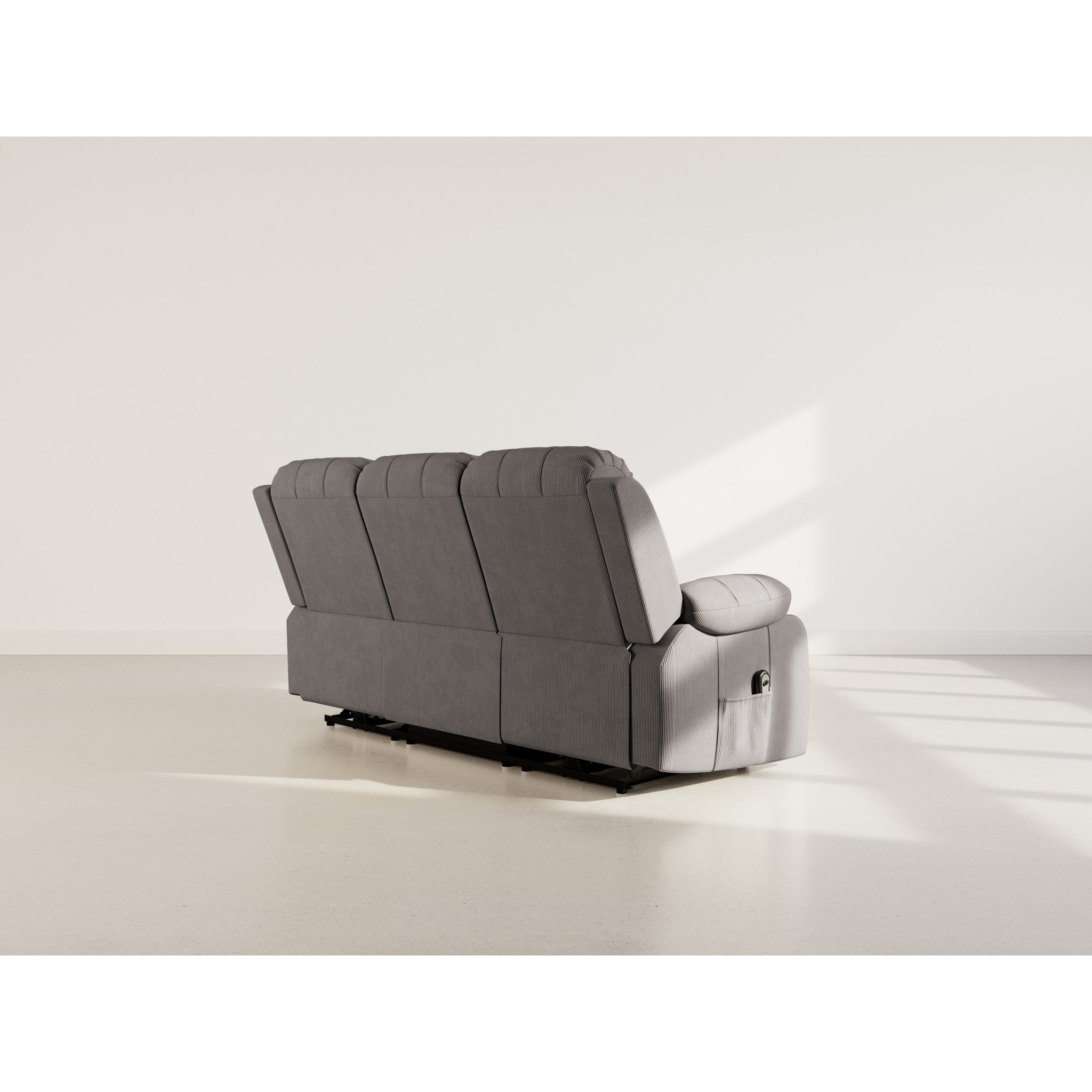 Armand - Canapé 3 places relax électrique en velours côtelé - Gris