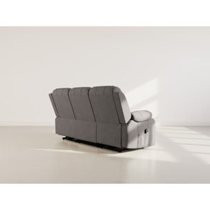 Armand - Canapé 3 places relax électrique en velours côtelé - Gris