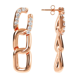 Orecchini Pendenti Maglia Grumetta con Cubic Zirconia