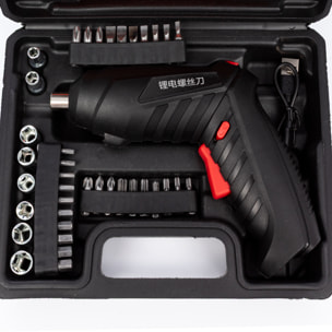 Cacciavite elettrico senza fili con scatola di attrezzi da 47 pezzi.