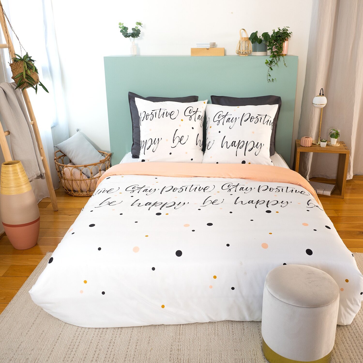 Parure housse de couette 100%microfibre 72gsm positive
