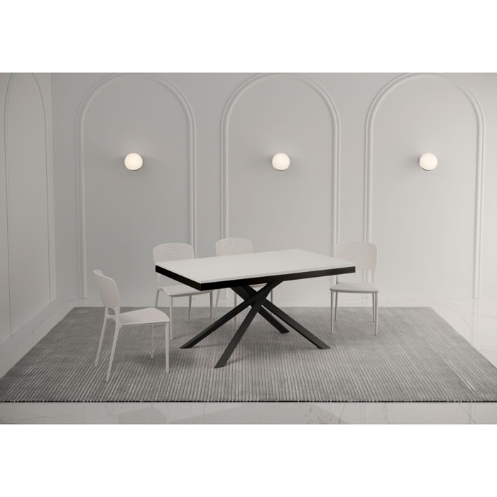 Table extensible 90x160/264 cm Karida Evolution frêne blanc cadre anthracite