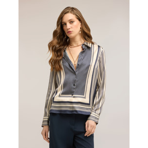 Motivi - Camicia in raso fantasia foulard - Blu