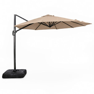 Parasol octogonal Ø 350cm déporté taupe en aluminium TARGA