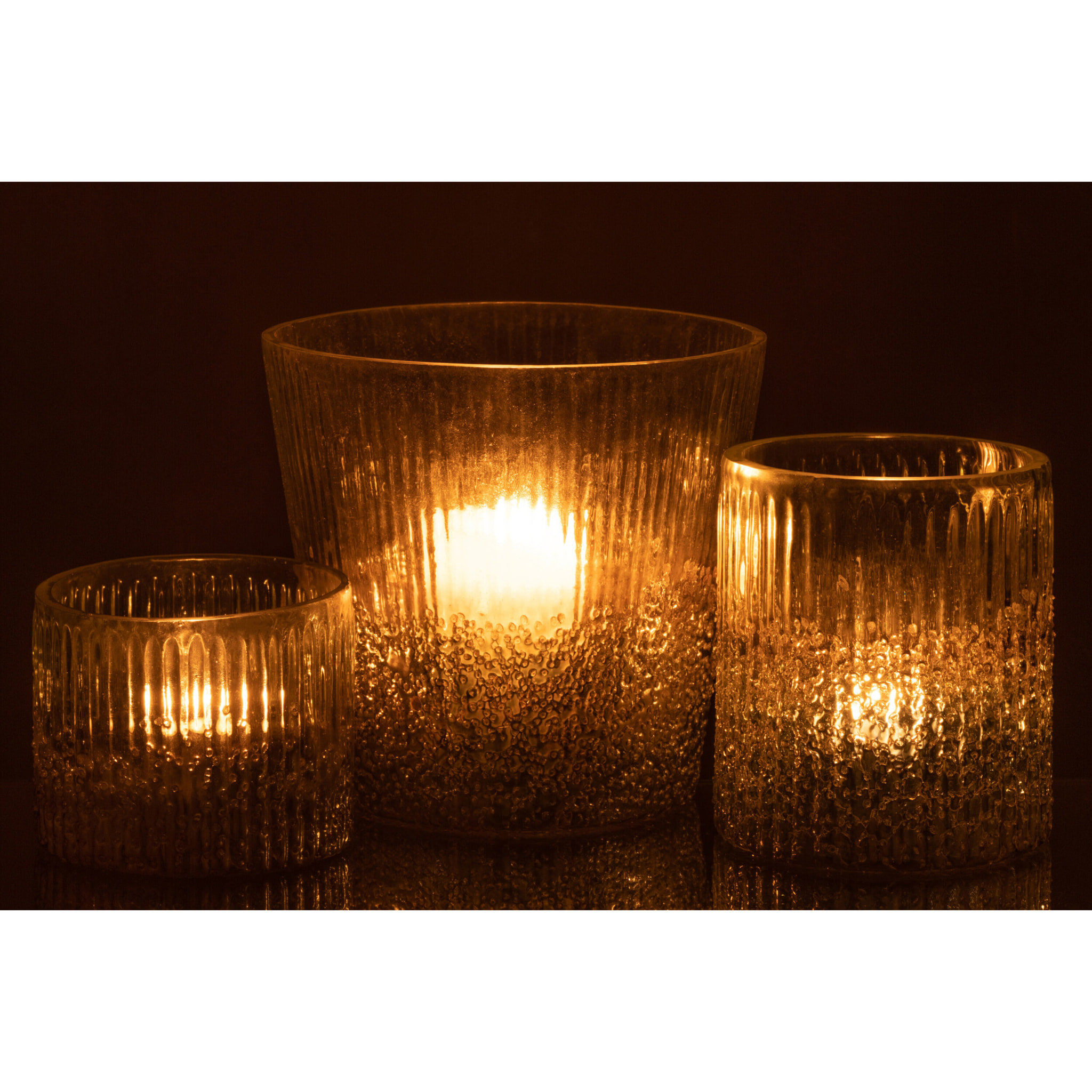 J-Line photophore Cotelé - verre - argent/transparent - large