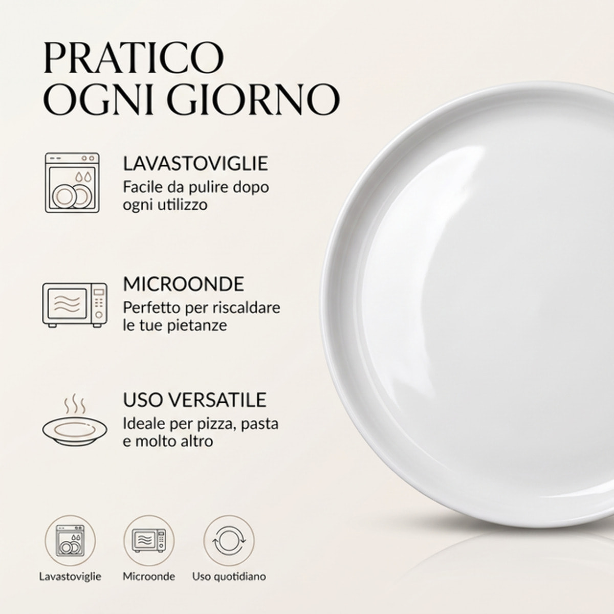 Set piatti pizza in porcellana - Bianco