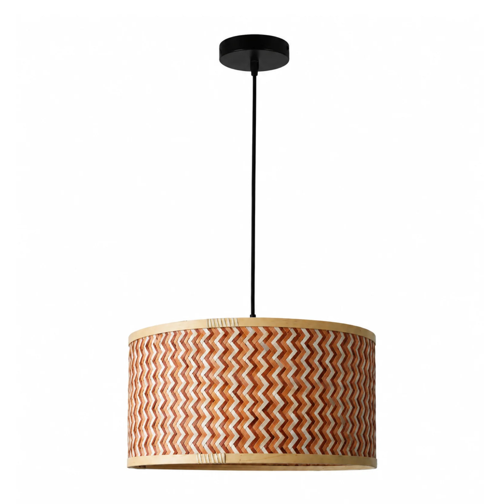 Suspension en bambou tressé crème et marron 50 cm - Phil