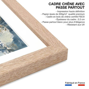 Affiche Indigo bleu Affiche + cadre en bois - Chêne