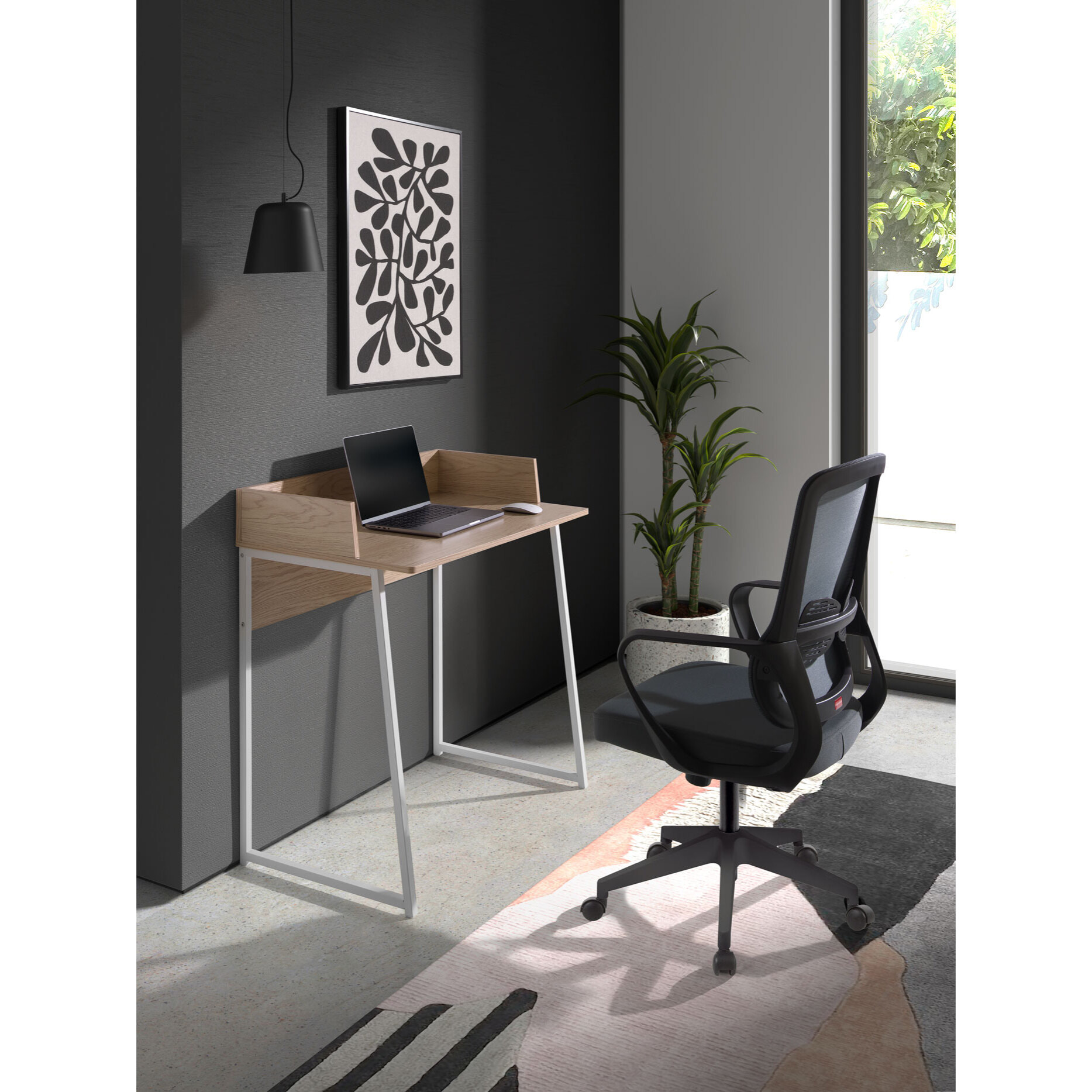 Silla de estudio Leah tela gris y negro 107x66x61 cm