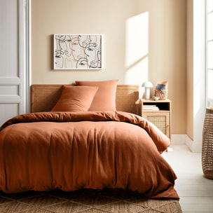 Parure de lit gaze de coton terracotta ALIX