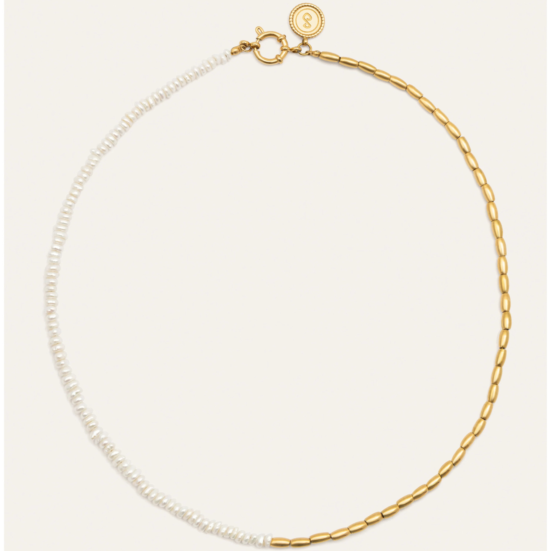 Collar New Pearl Acero Baño Oro