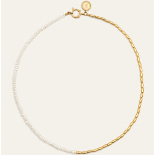Collar New Pearl Acero Baño Oro