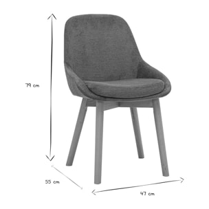Chaises scandinaves en tissu chenille vert kaki et bois clair massif (lot de 2) HOLO