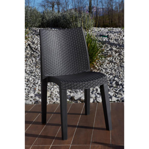 Sedia da esterno Ravenna, Seduta da giardino, Sedia per tavolo da pranzo, Poltrona outdoor effetto rattan, 100 % Made in Italy, Set da 4, Cm 48x55h86, Antracite