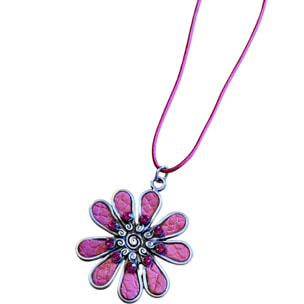 Collar largo margarita color con cristal de Sw Rosa