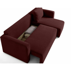 Canopy - canapé d'angle réversible - 4 places - convertible avec coffre - en tissu texturé - Prune
