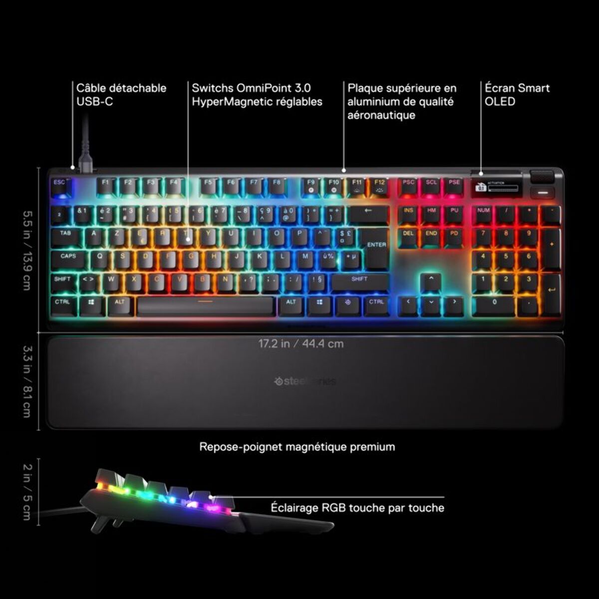 Clavier gamer STEELSERIES APEX PRO GEN 3 - FR