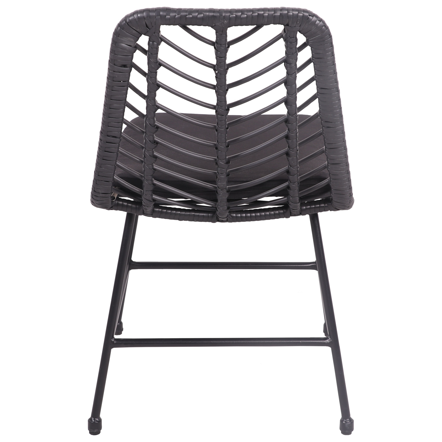 Lot de 2 chaises en rotin synthétique noires avec coussins OKA