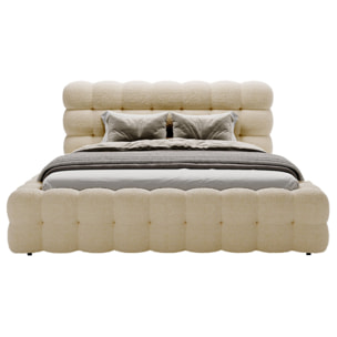 Darling - lit coffre - 160x200 cm - sommier inclus - en tissu bouclette - Beige