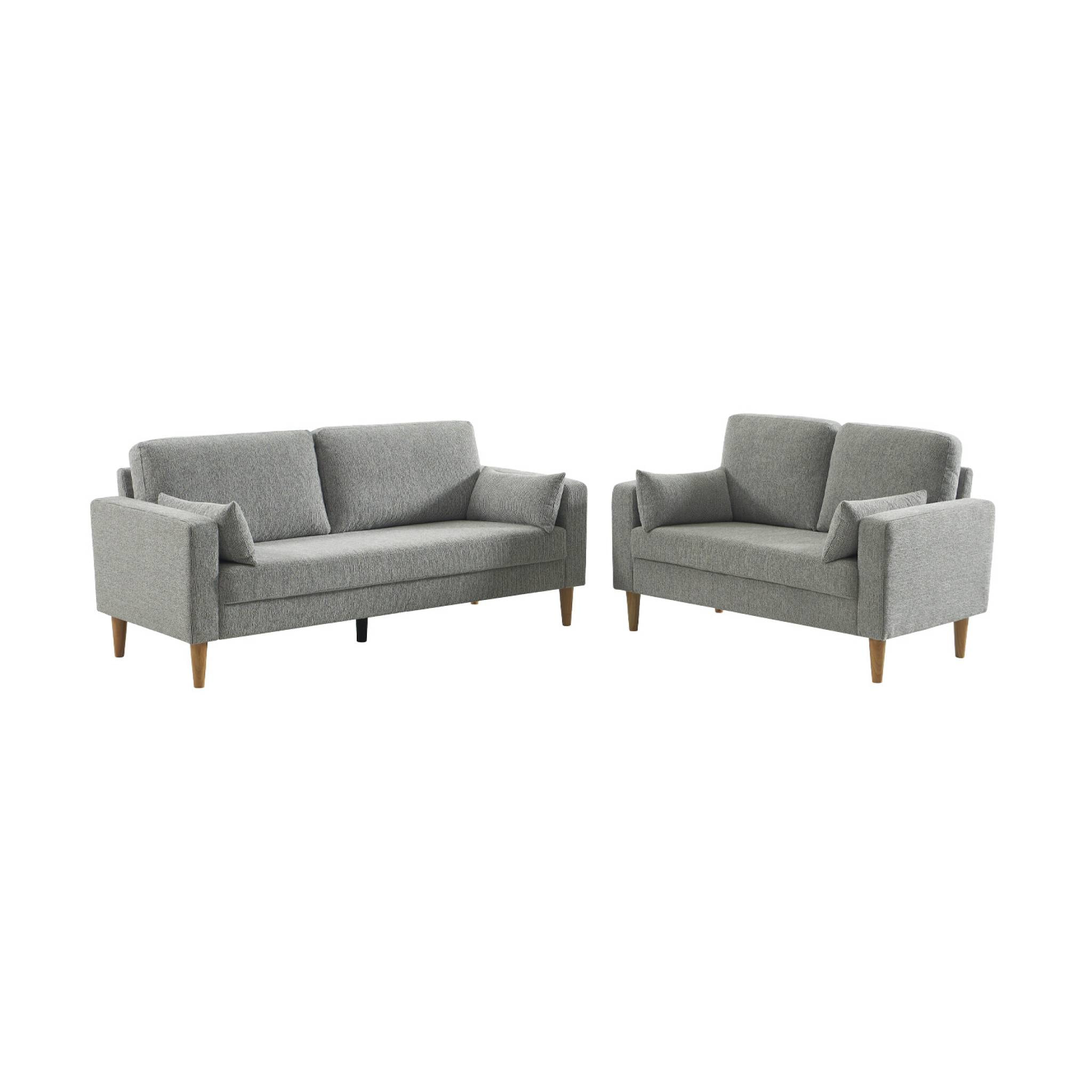 Canapé bois d'hévéa et tissu chenille 3 places BJORN