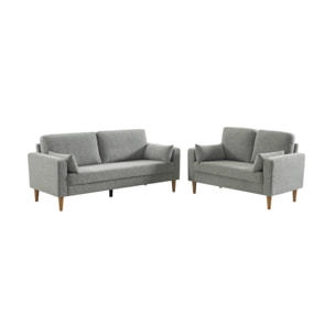 Canapé bois d'hévéa et tissu chenille 3 places BJORN