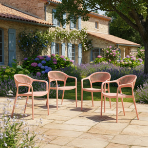 Chaise de jardin empilable avec effet corde (lot de 4) JOVIA