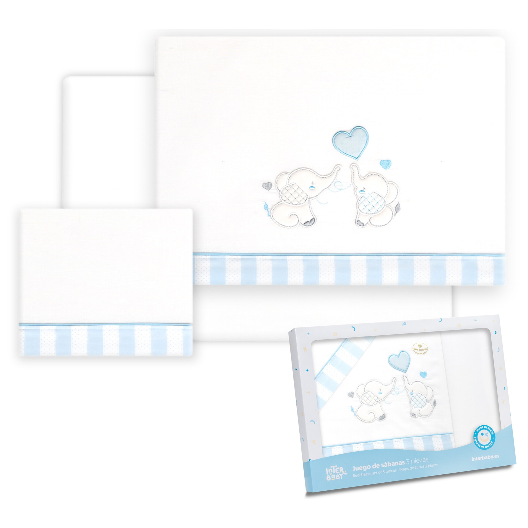 Triptico Coche Parejita Elefante Bco/Azul