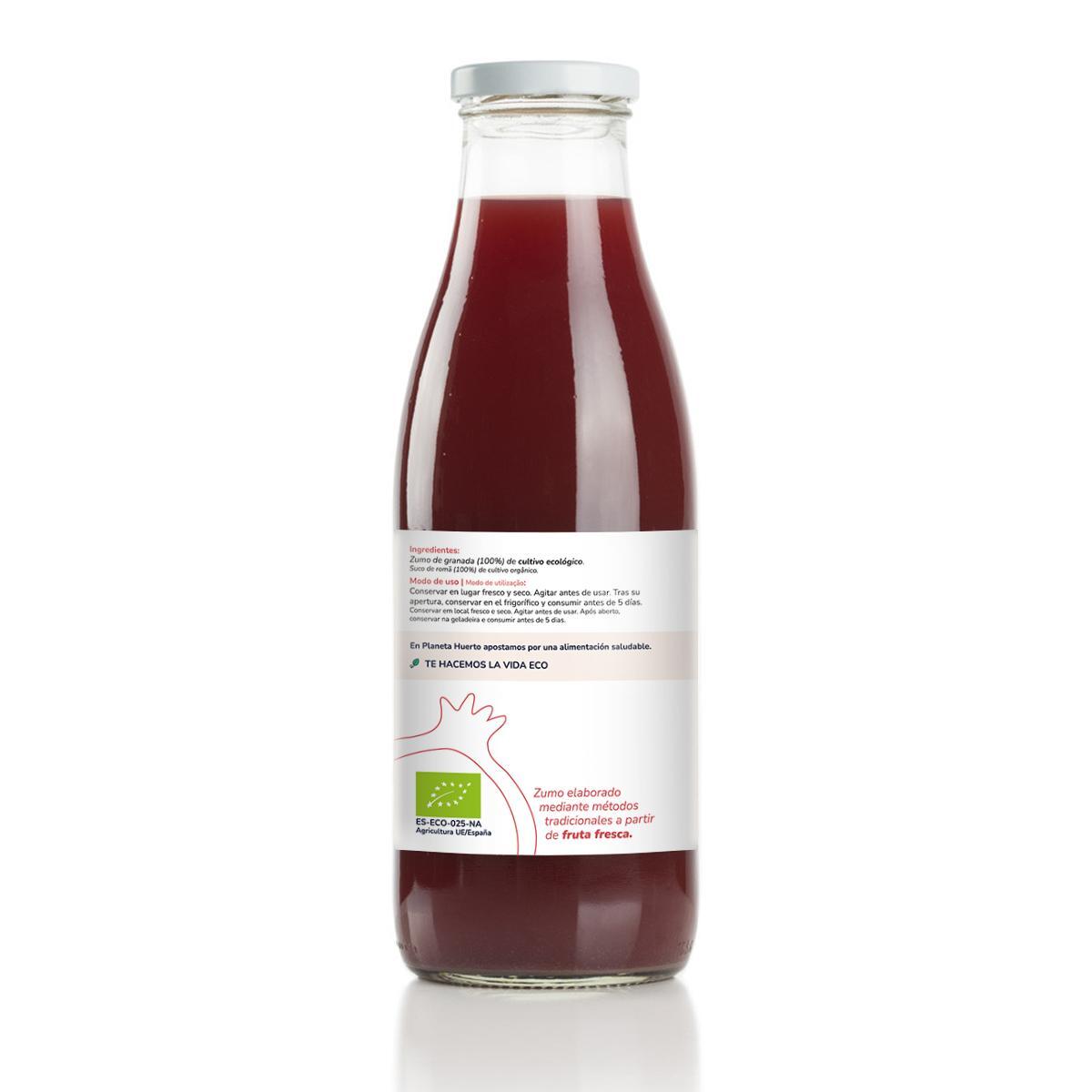 PLANETA HUERTO | Zumo de Granada 100% Fruta Ecológica Exprimida - Sin Azúcar Añadido - 750 ml |