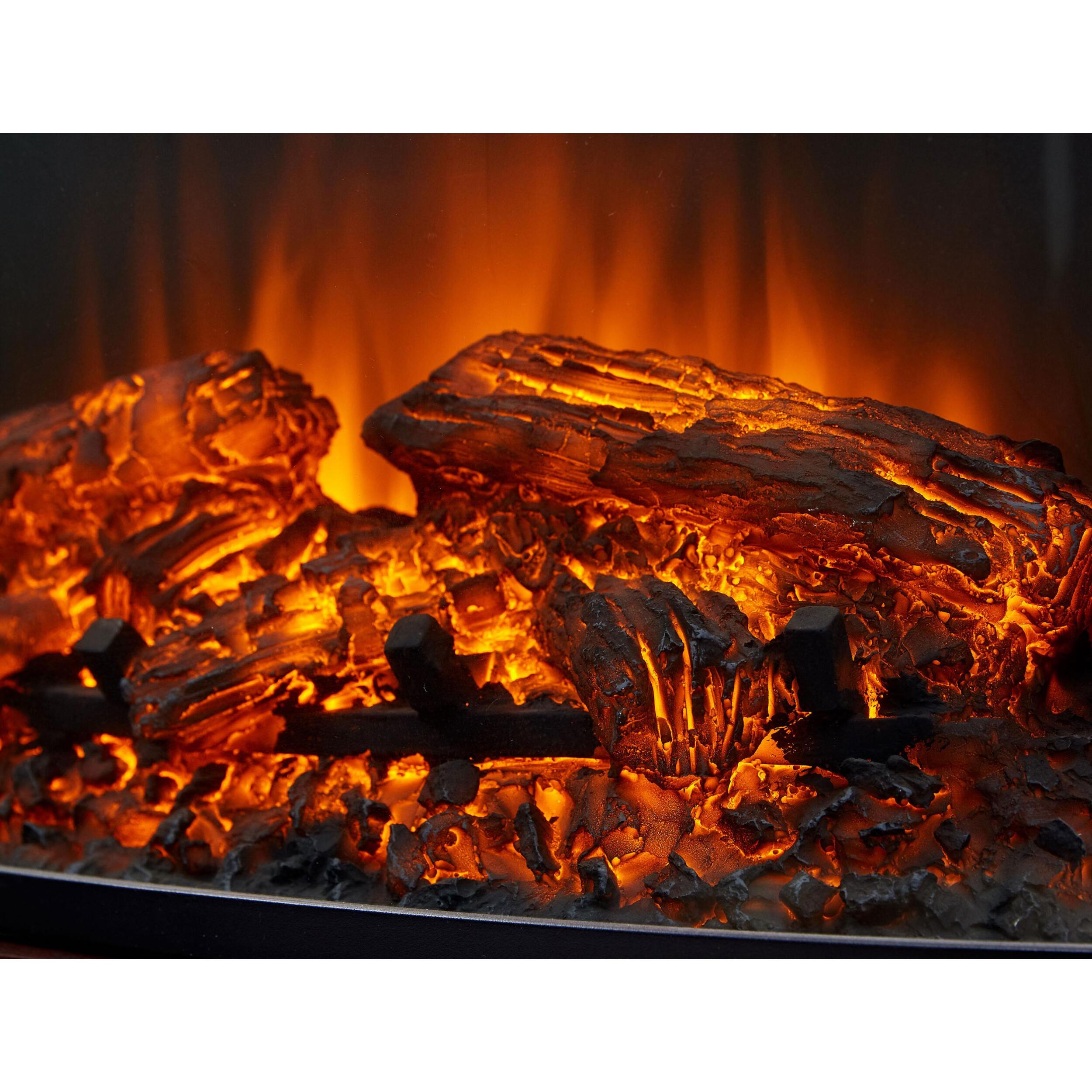 Chimenea eléctrica 2kW en cristal templado plano con mando a distancia y llama regulable CHE-630R PURLINE