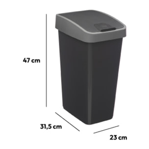 Poubelle 2 ouvertures plastique 25L gris