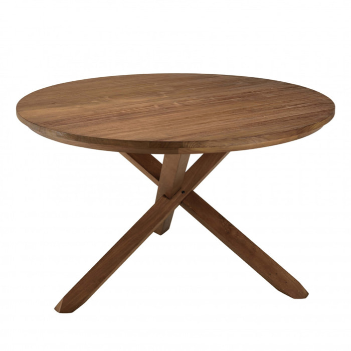 ALIDA - Table à manger ronde 130x130cm en bois de teck recyclé