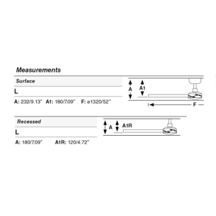 RUDDER RECESSED 4 L Ventilador blanco/fresno