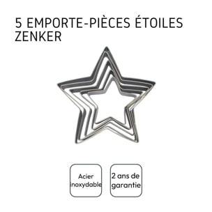 Lot de 5 emporte-pièces de Noël en forme d'étoile Zenker Emporte-pièces