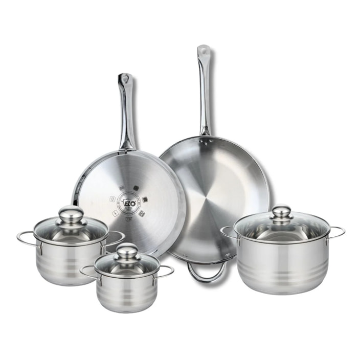 Ensemble de 2 Poêles de cuisson 28 et 32 cm et 3 faitouts 14, 16 et 20 cm Elo Profi Brillant