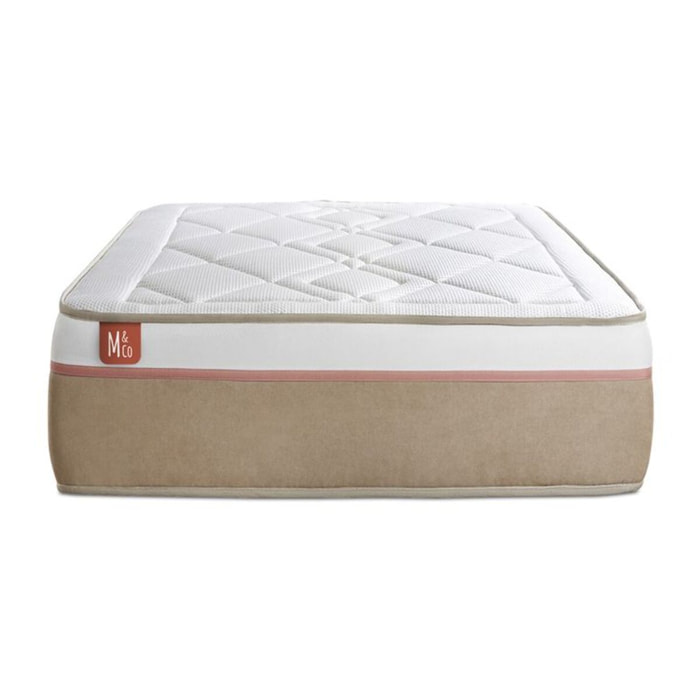 Matelas Ressorts ensachés et mémoire de forme - Confort mi ferme et accueil équilibré - 24 d'épaisseur, 5 zones de confort - Soutien point par point - 1 place