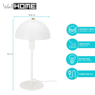 Well Home Lámpara de mesa estilo Seta en color Blanco roto Ø18x36cm
