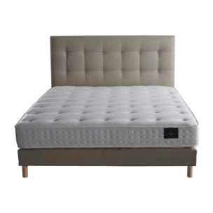 Ensemble matelas latex naturel, CLARTE + tête de lit capitonnée + sommier 11 cm