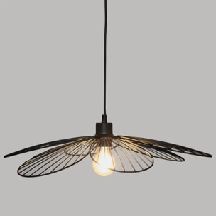 Suspension "Fleur" métal noir D57cm