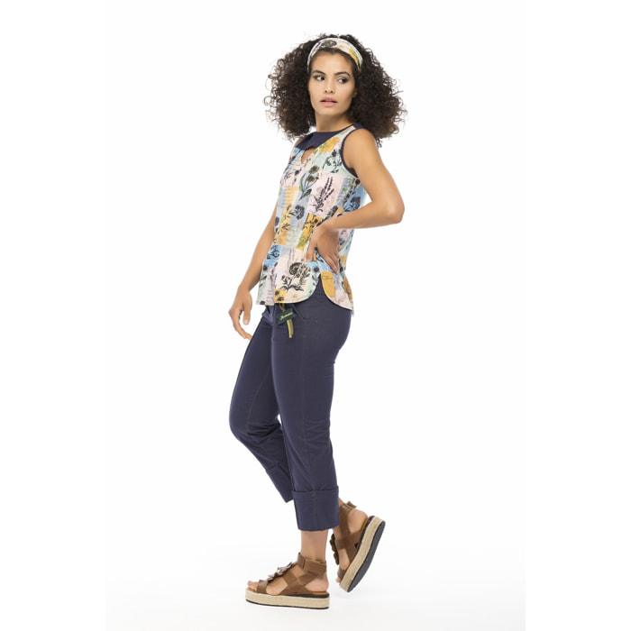 Top Coriandrum Top Estampado Largo Estampado Casual para mujer
