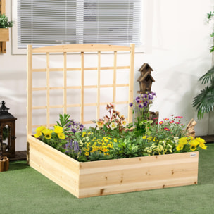 Jardinera de Madera con Enrejado Arriate de Jardín con Celosía Jardinera de Caja para Trepadoras Cultivos Verduras Flores 110x116x120 cm Natural