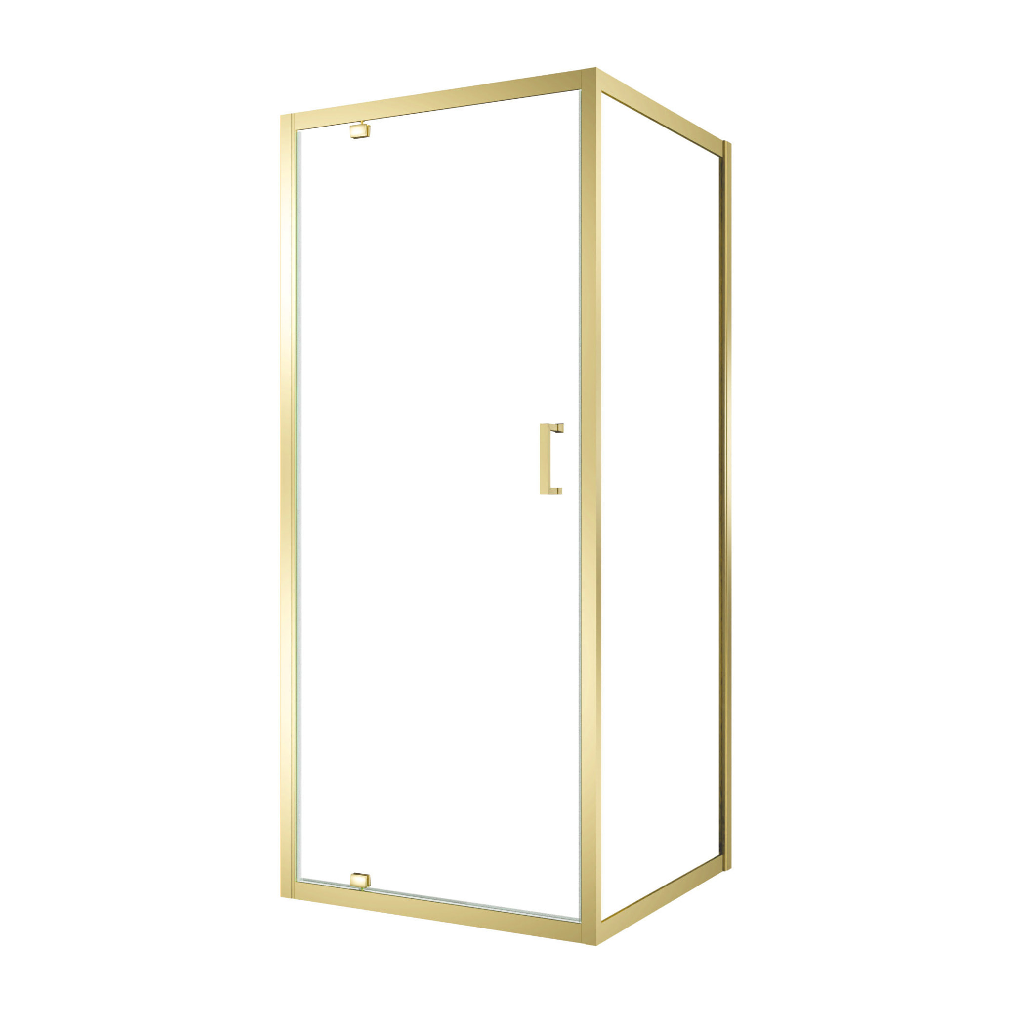 Pack Porte de Douche Pivotante 80x200cm et Retour 80cm - Profilés Or Doré Brossé - Verre 6mm